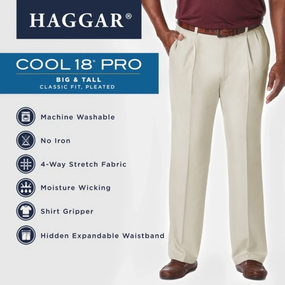 NWT Mens Size 52 52x30 Haggar Cool 18 Pro Dress Pants NEW